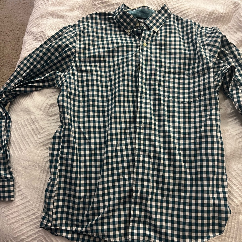 Van‎ Heusen Studio Slim Fit Button Up Shirt Men's Large Teal and White GUC